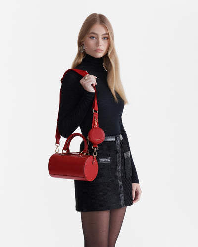 Jett Cylinder Crossbody Bag - Rich Red
