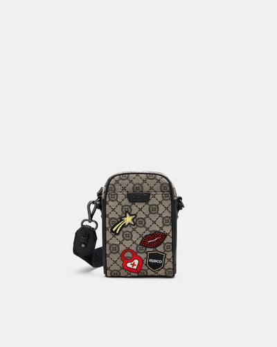 Mim-Gram Varsity Crossbody Bag - Black Gunmetal