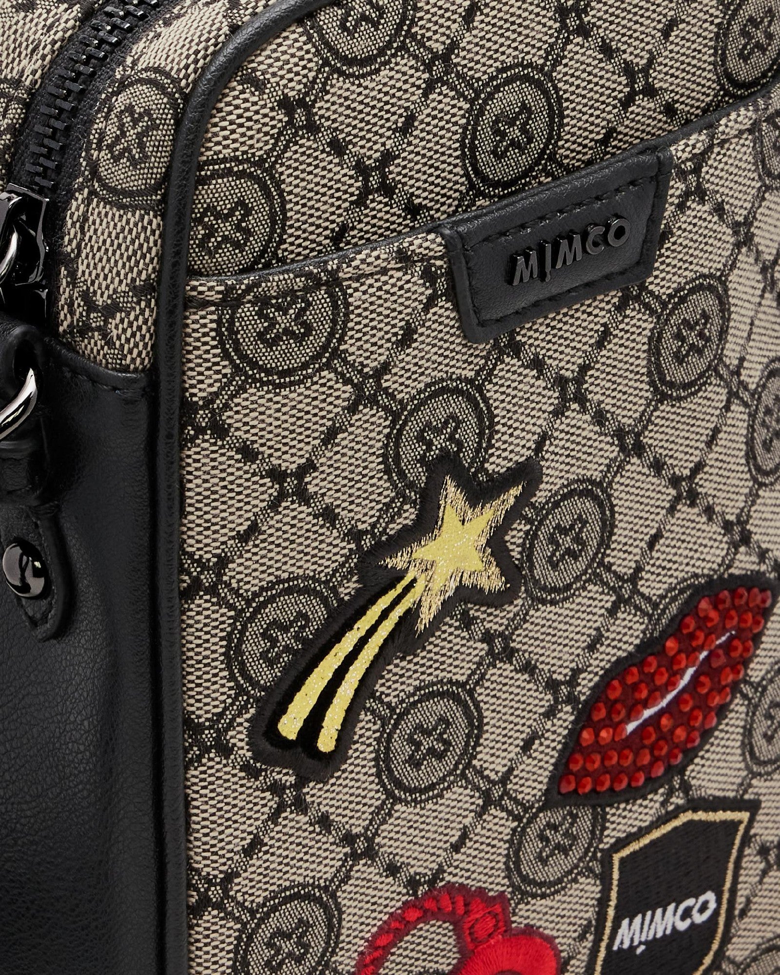 Mim-Gram Varsity Crossbody Bag - Black Gunmetal