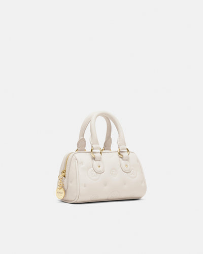 Flashback Leather Mini Bowler Crossbody Bag - Oyster