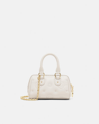 Flashback Leather Mini Bowler Crossbody Bag - Oyster