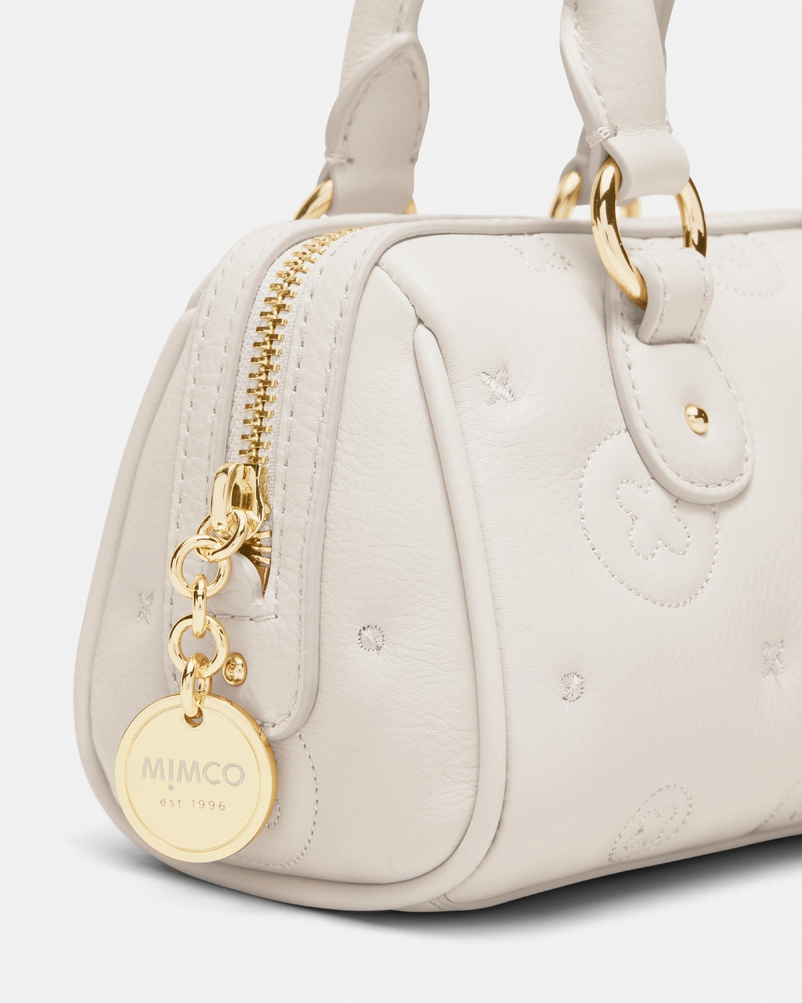 Flashback Leather Mini Bowler Crossbody Bag - Oyster