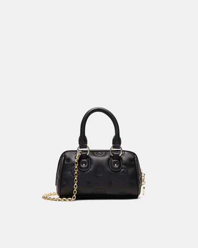 Flashback Leather Mini Bowler Crossbody Bag - Black