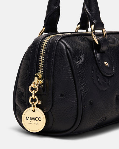 Flashback Leather Mini Bowler Crossbody Bag - Black