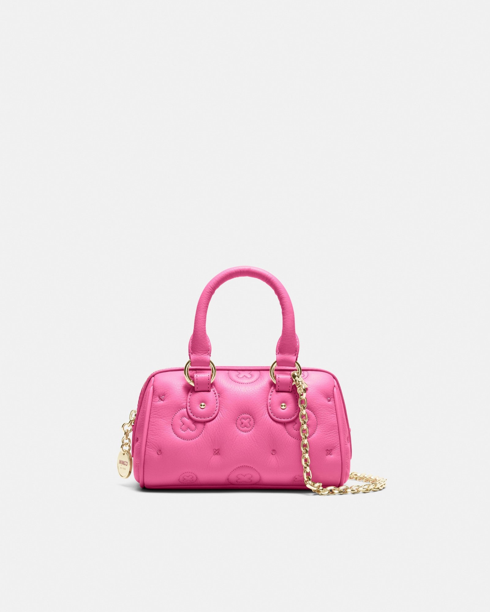 Flashback Leather Mini Bowler Crossbody Bag - Pink Splash