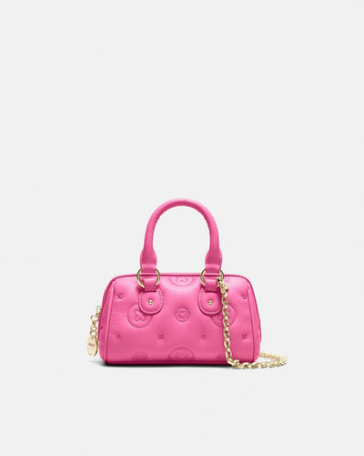 Flashback Leather Mini Bowler Crossbody Bag - Pink Splash