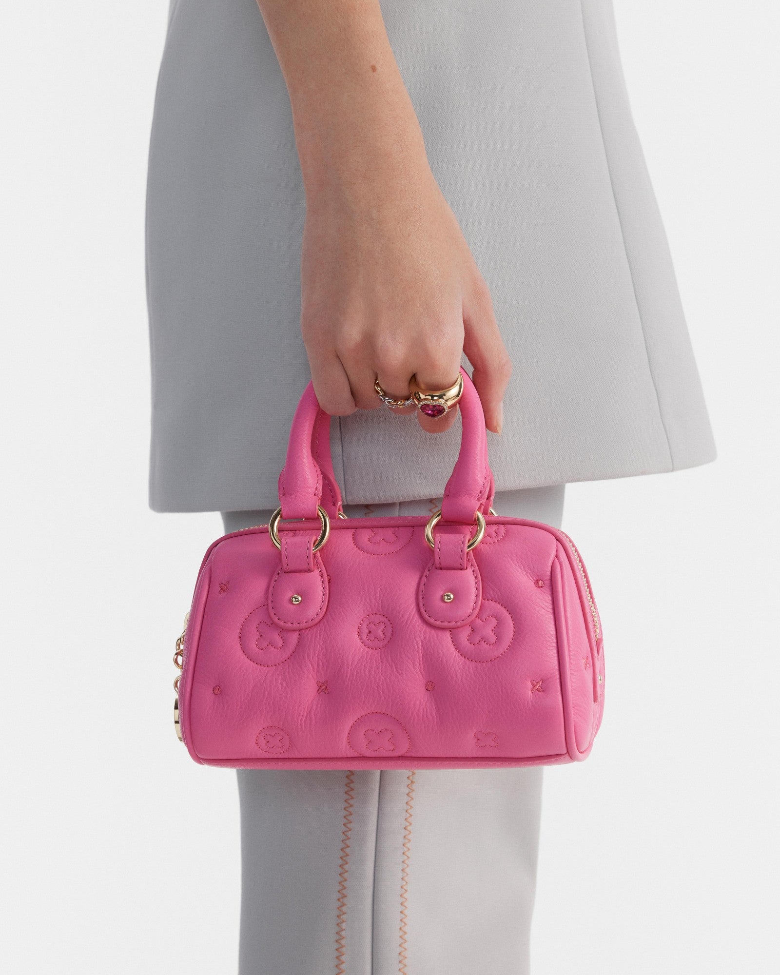 Flashback Leather Mini Bowler Crossbody Bag - Pink Splash