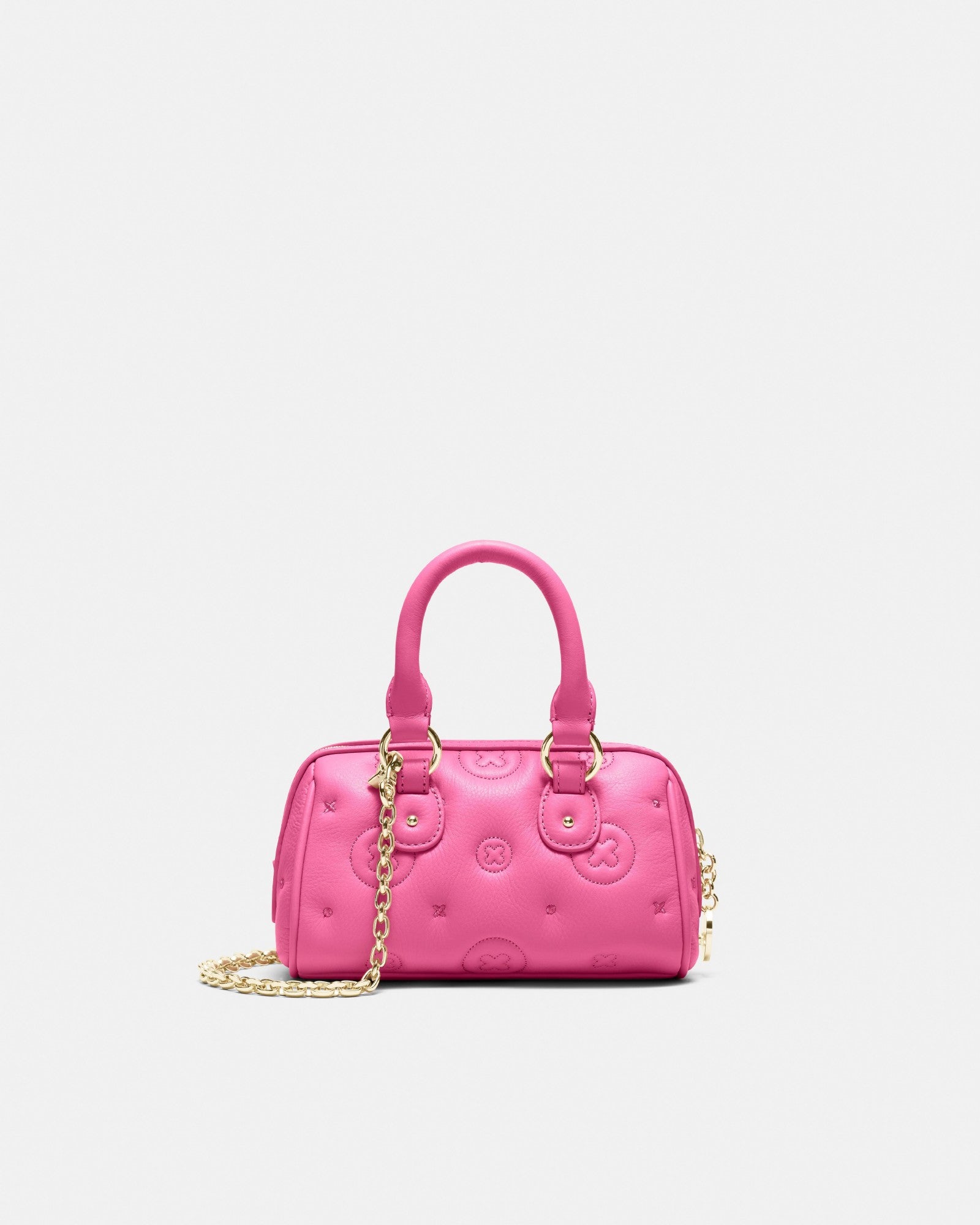Flashback Leather Mini Bowler Crossbody Bag - Pink Splash