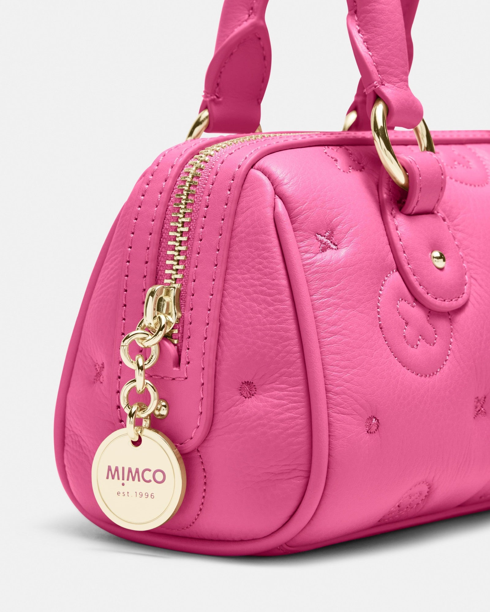 Flashback Leather Mini Bowler Crossbody Bag - Pink Splash