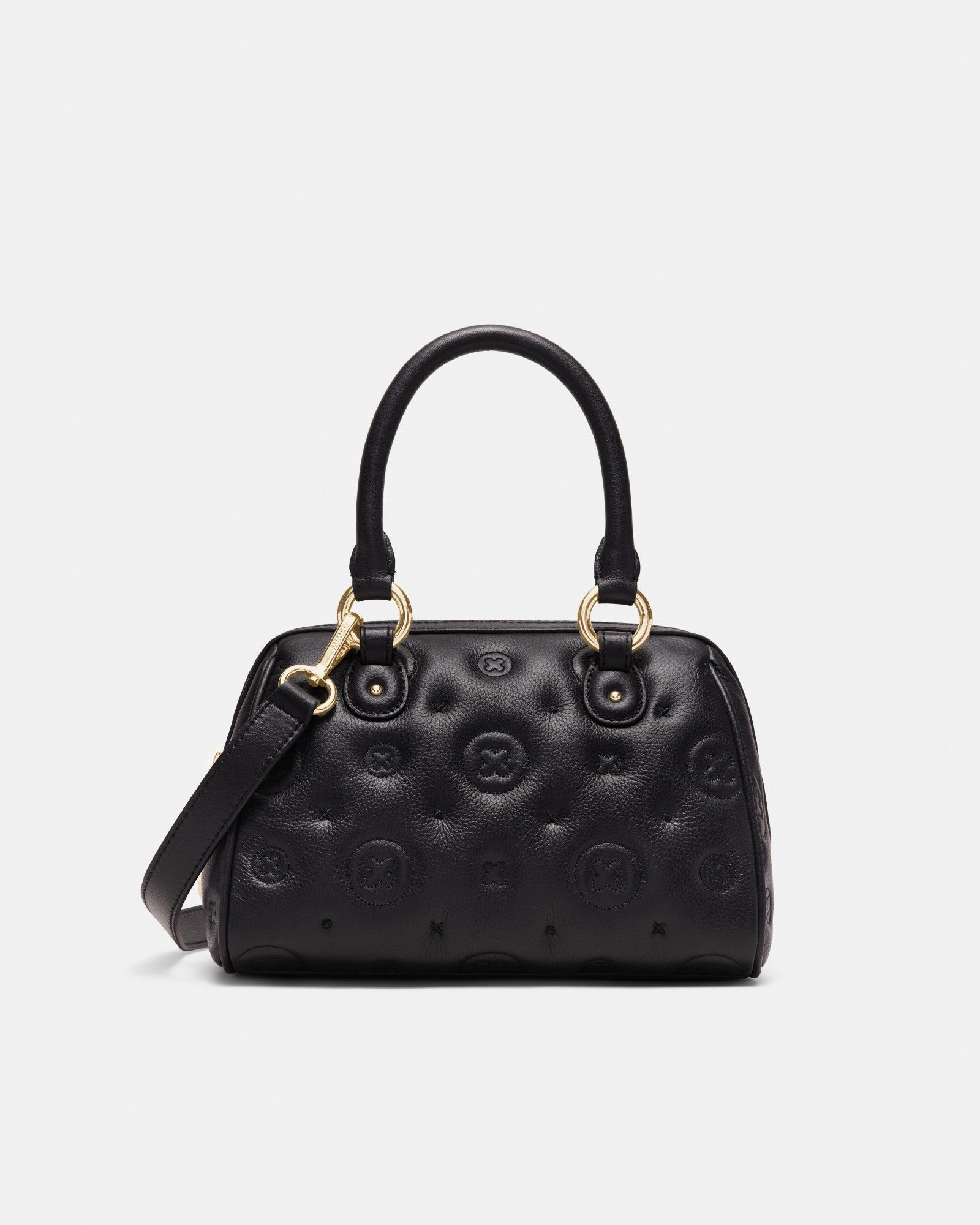 Flashback Leather Bowler Crossbody Bag - Black