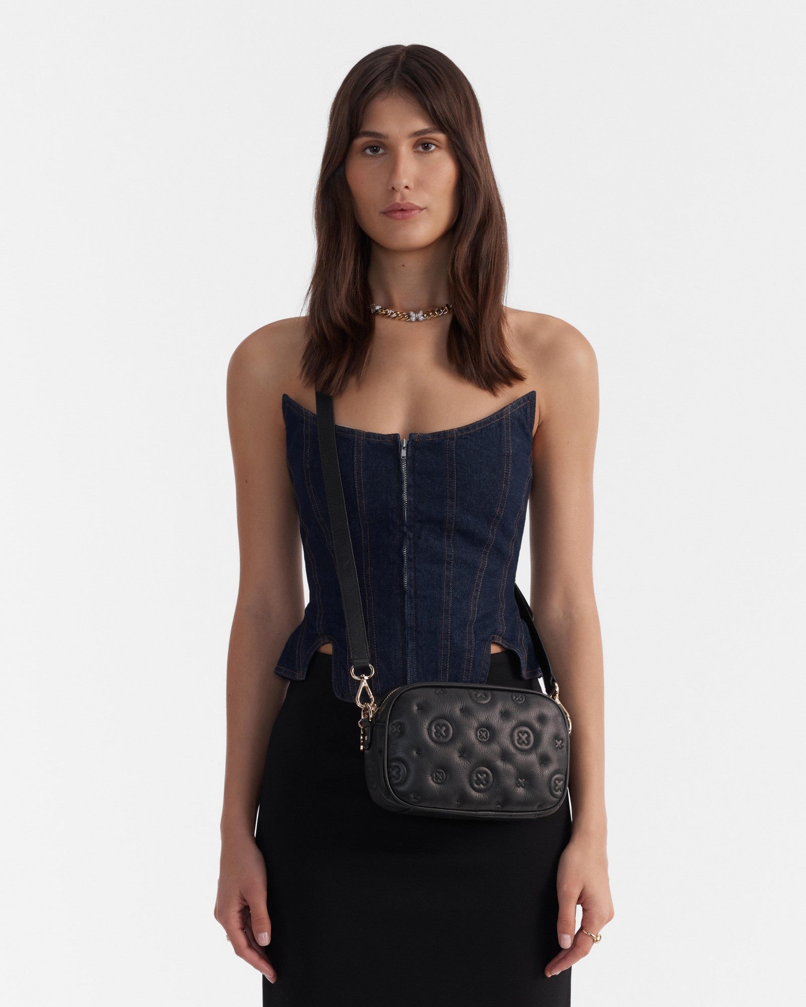 Flashback Leather Crossbody Bag - Black