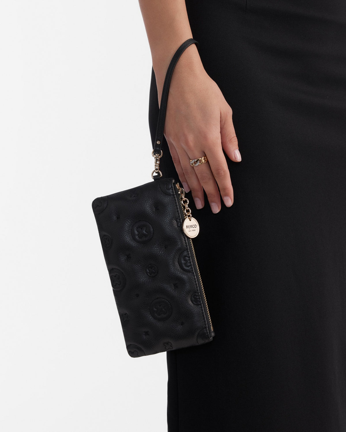 Flashback Leather Wristlet Pouch - Black