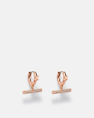Epoch Charm Hoop Earrings - Rose Gold