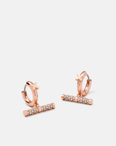 Epoch Charm Hoop Earrings - Rose Gold