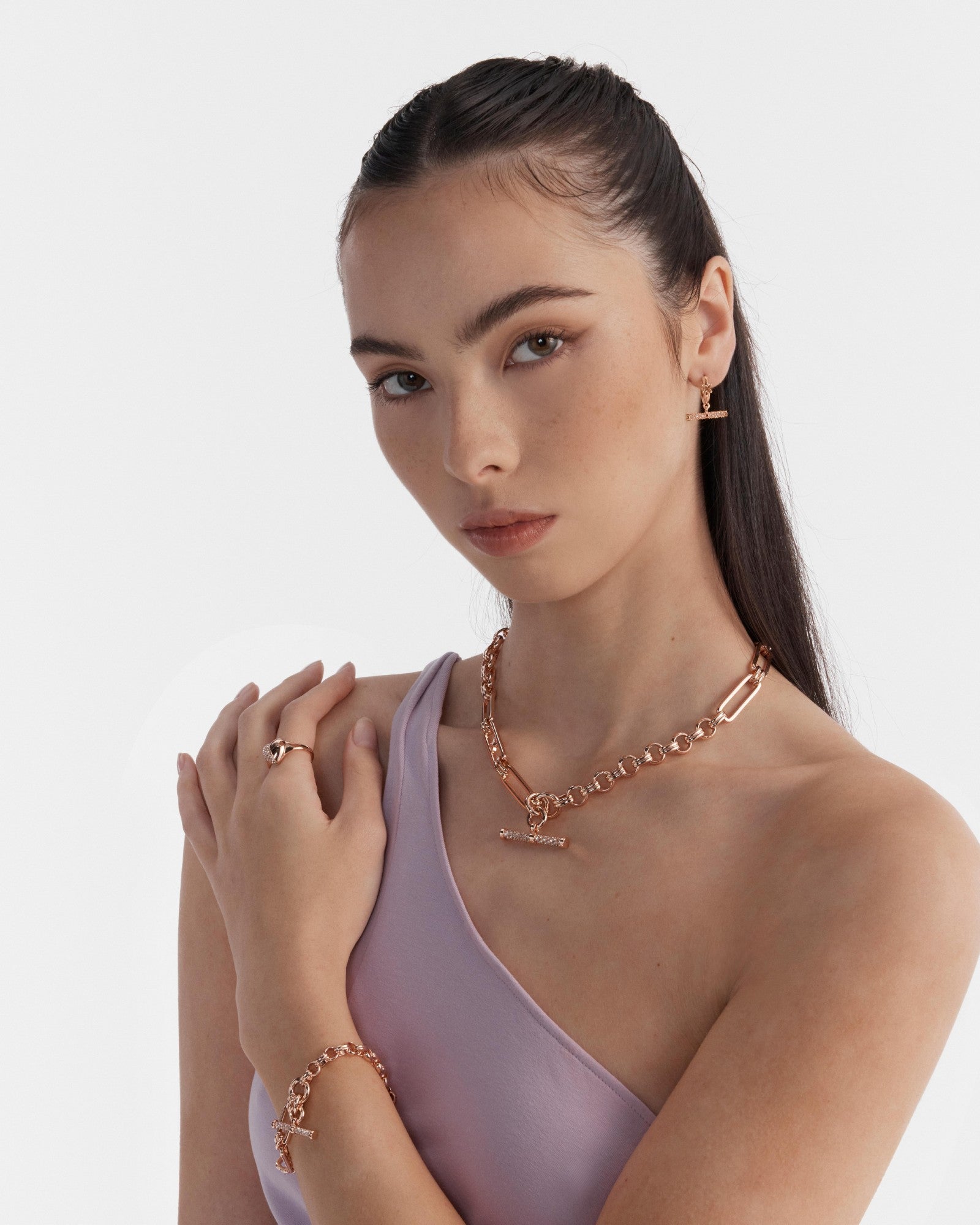 Epoch Charm Hoop Earrings - Rose Gold