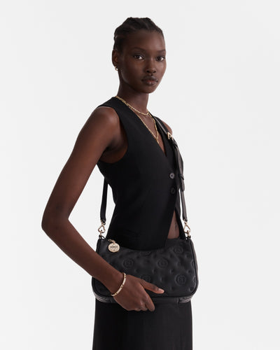 Flashback Leather Shoulder Bag - Black