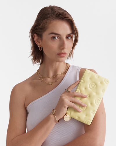 Flashback Leather Wristlet Pouch - Lemon Crush