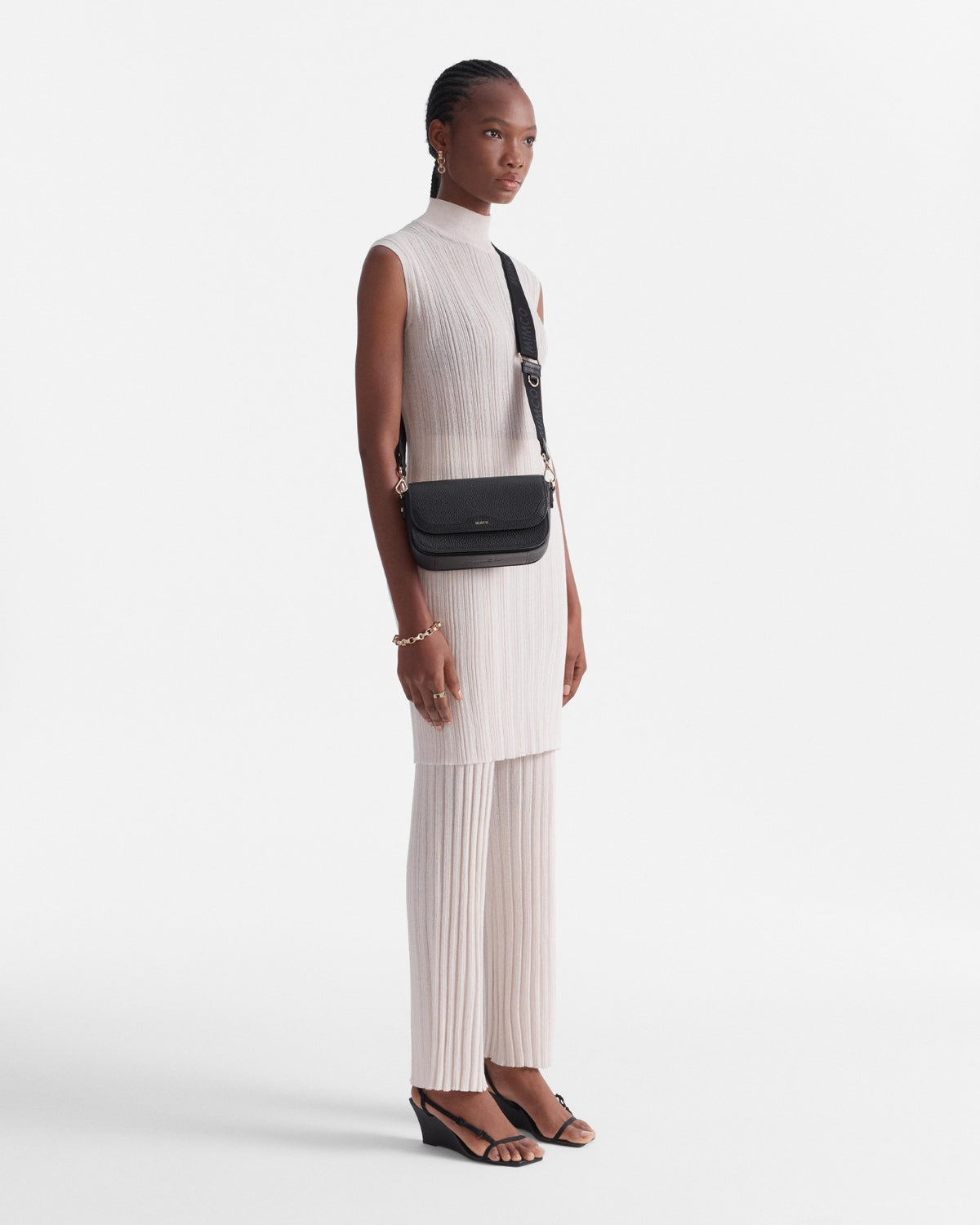 Jett Concertina Crossbody Bag - Black Light Gold