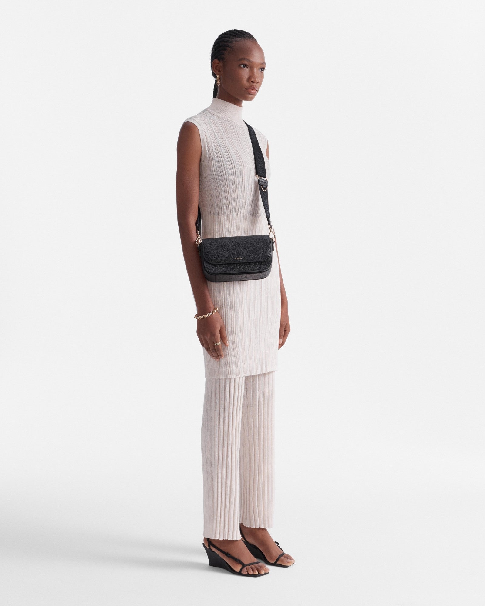 Jett Concertina Crossbody Bag - Black Light Gold