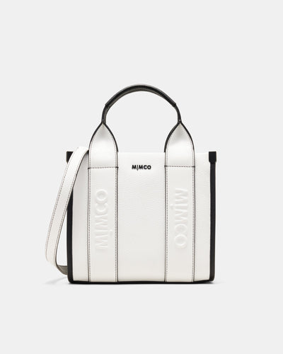 Stevie Leather Mini Tote Bag - White Black