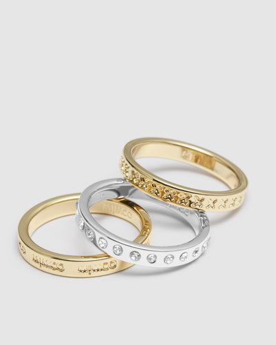Halo Ring Stack - Gold Silver