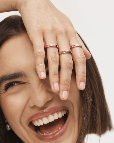 Halo Ring Stack - Rose Gold