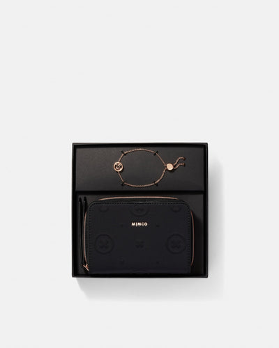 Flashback Wallet and Bracelet Gift Set - Black Rose Gold