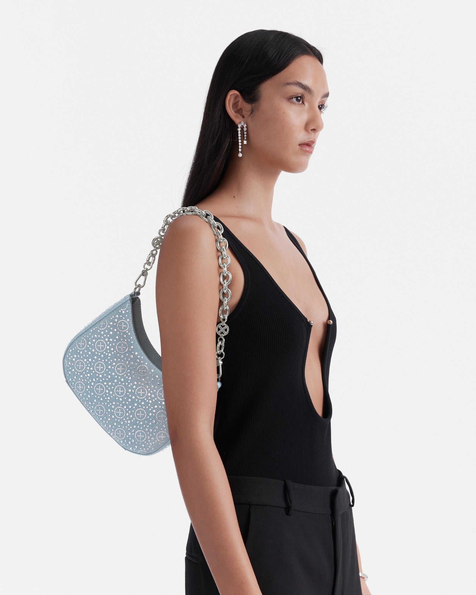 Mim-Gram Sparkle Shoulder Bag - Denim