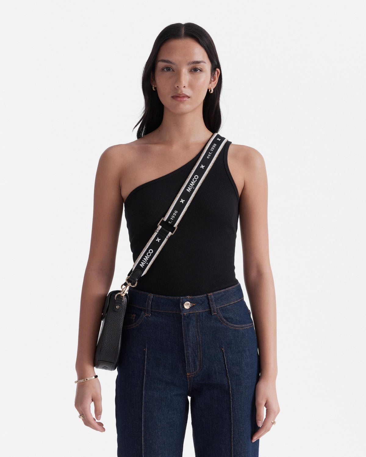 Mim 96 Webbing Bag Strap - Black Light Gold