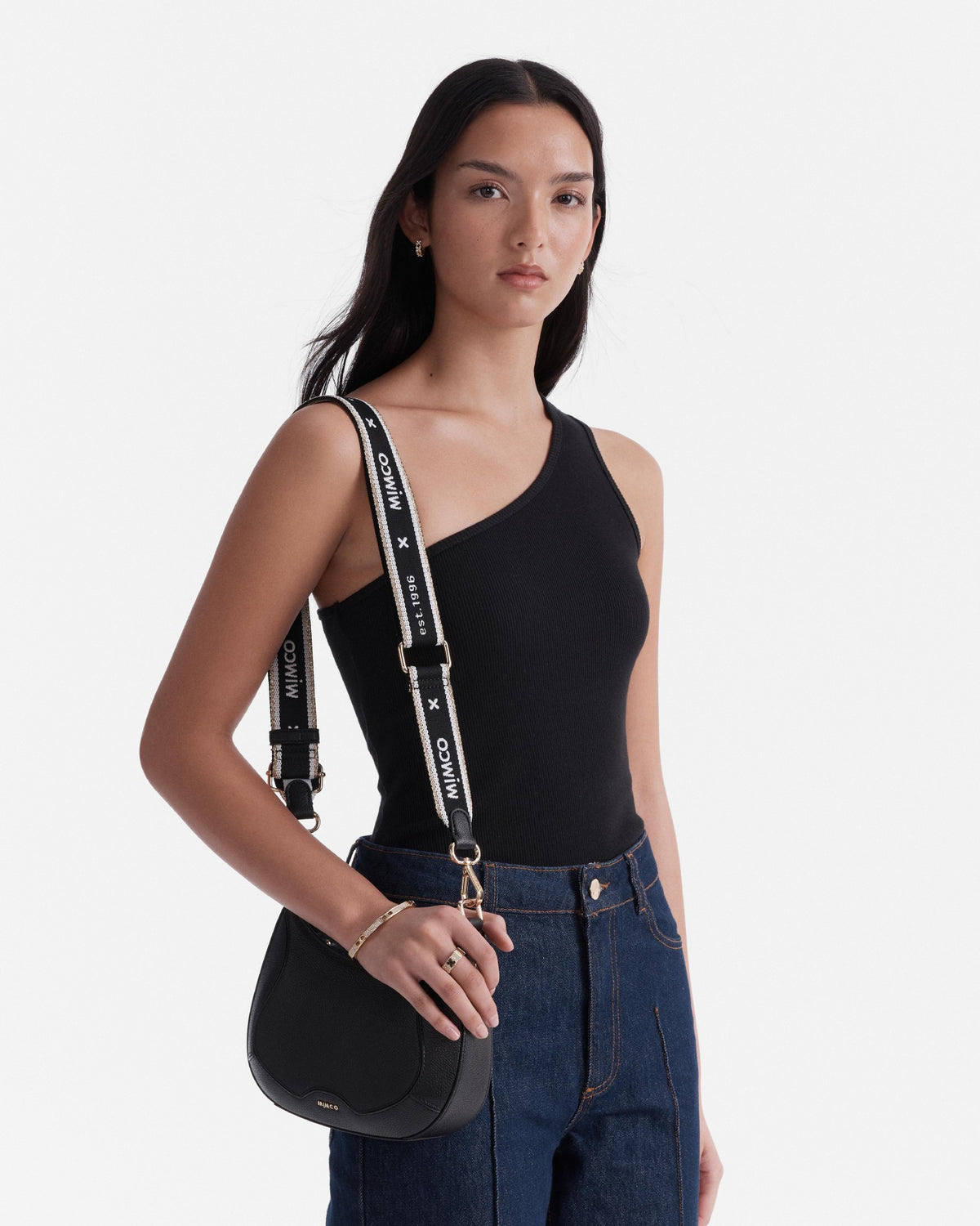 Mim 96 Webbing Bag Strap - Black Light Gold
