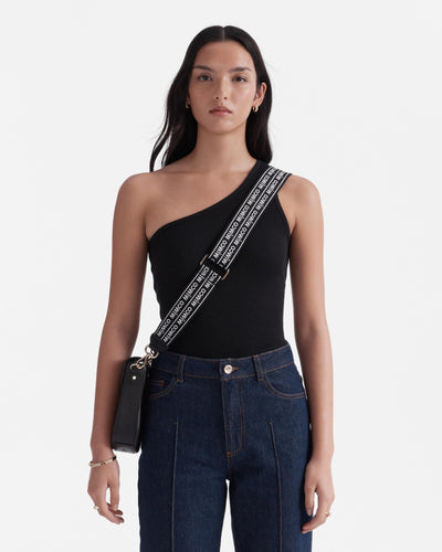 Mim Duo Webbing Bag Strap - Black Light Gold