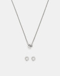 Rekindle Earrings And Necklace Set - Silver