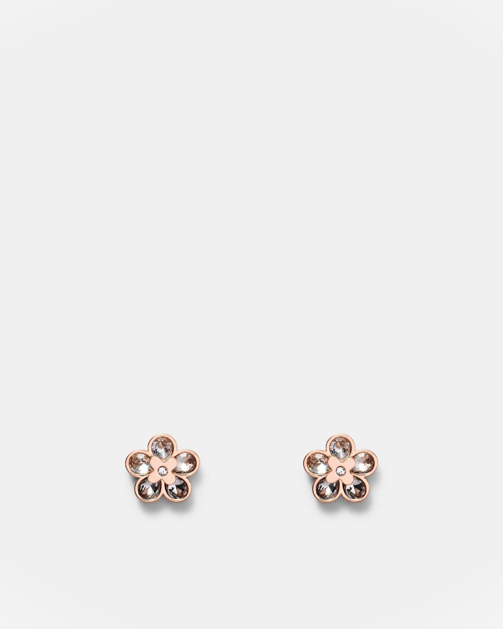 Fleur Crystal Stud Earrings - Rose Gold