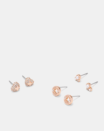Reflective Stud Earrings Set - Rose Gold
