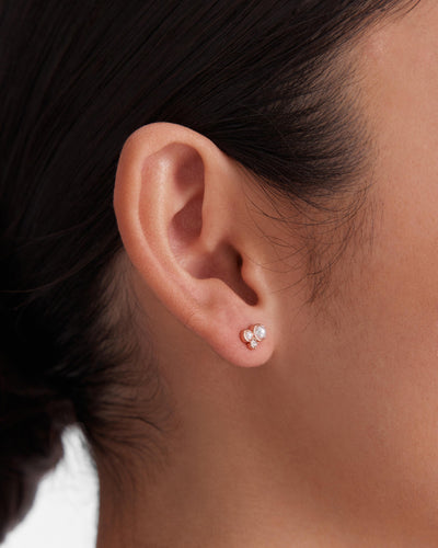 Reflective Stud Earrings Set - Rose Gold