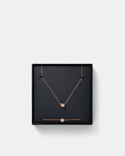 Flare Necklace And Wrist Gift Set - Rose Gold