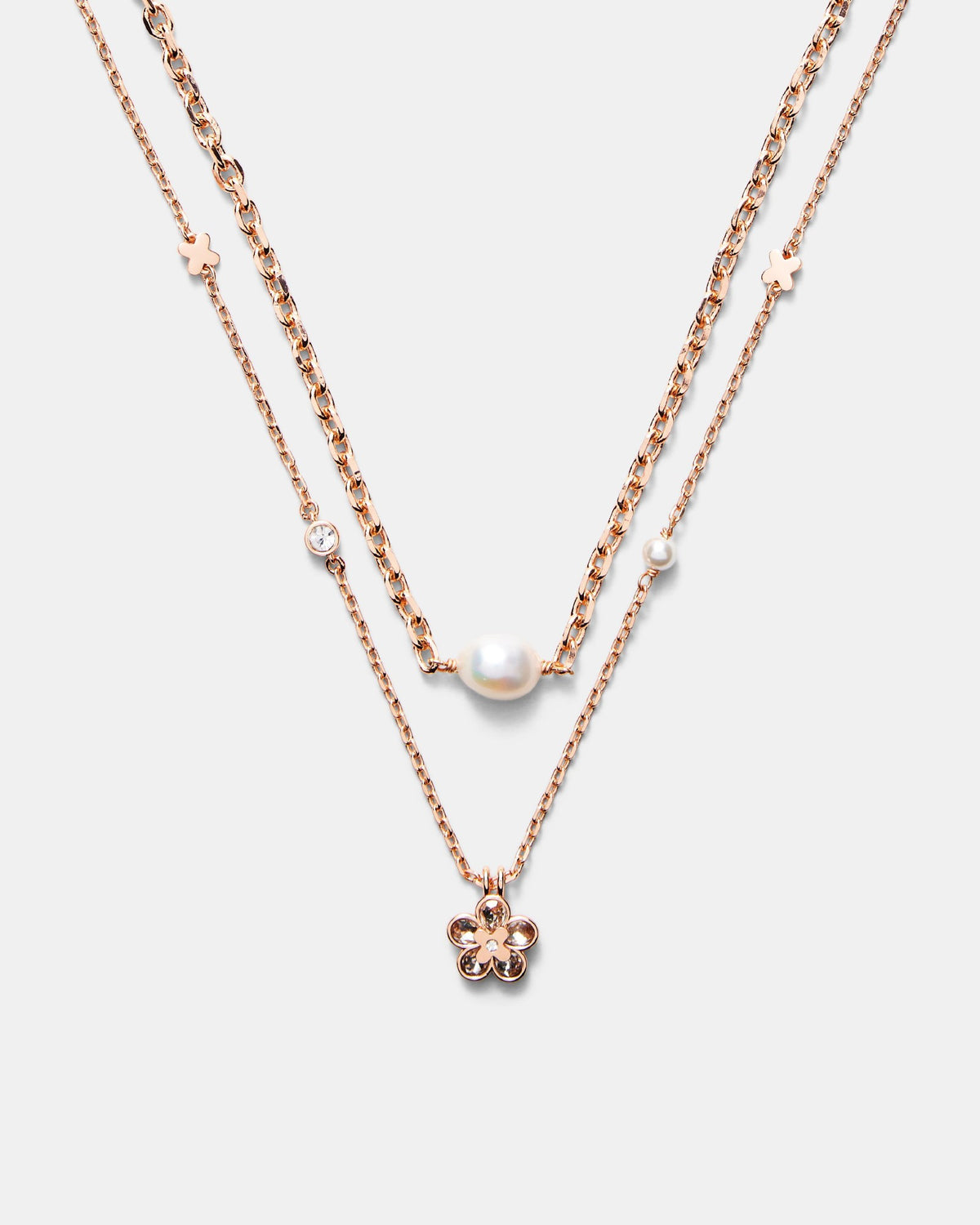 Fleur Duo Necklace - Rose Gold