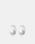 Everly Pave Hoop Earrings - Silver