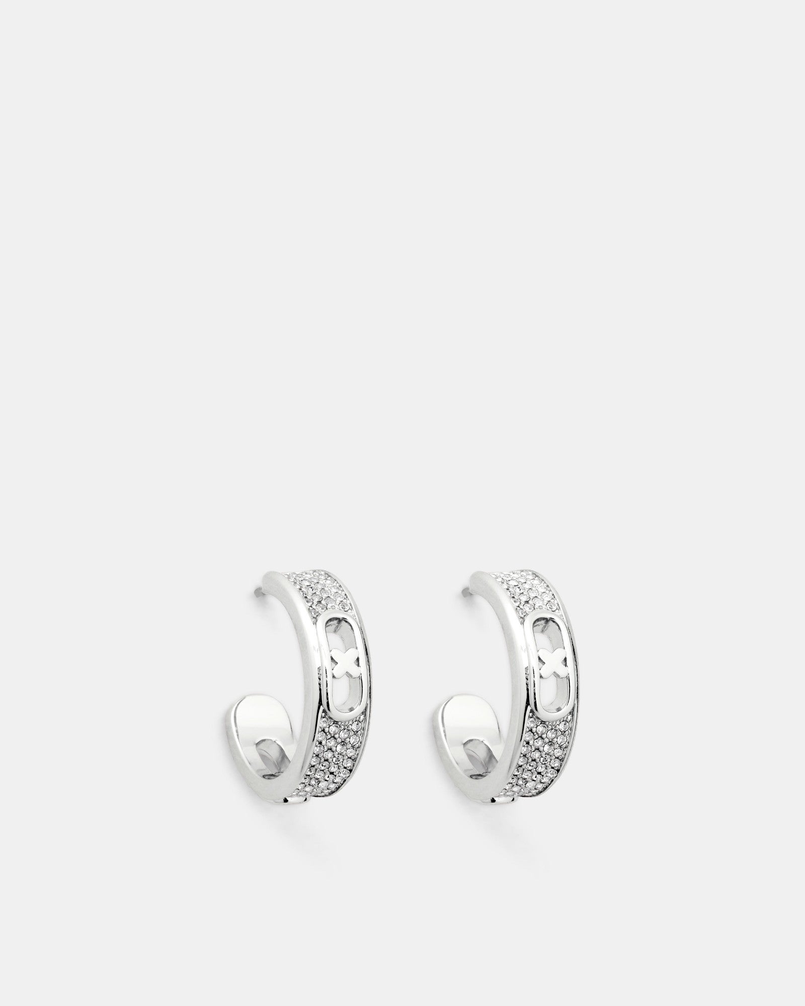 Everly Pave Hoop Earrings - Silver
