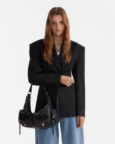 The 2004 Leather Hobo Bag - Black Silver