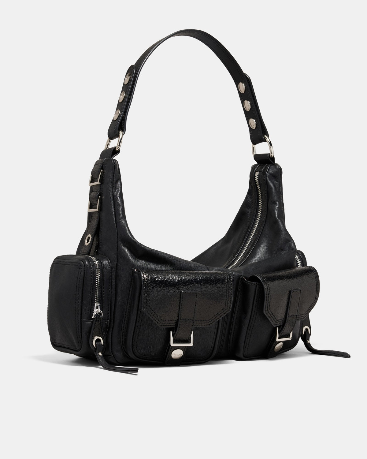 The 2004 Leather Hobo Bag - Black Silver