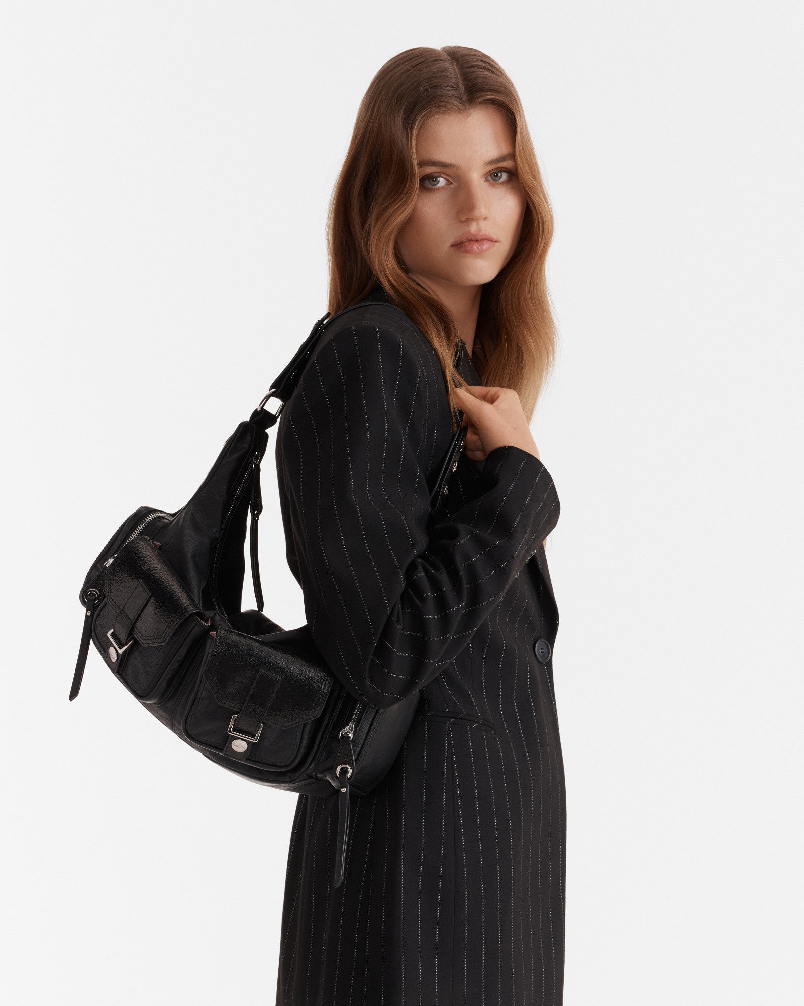 The 2004 Leather Hobo Bag - Black Silver