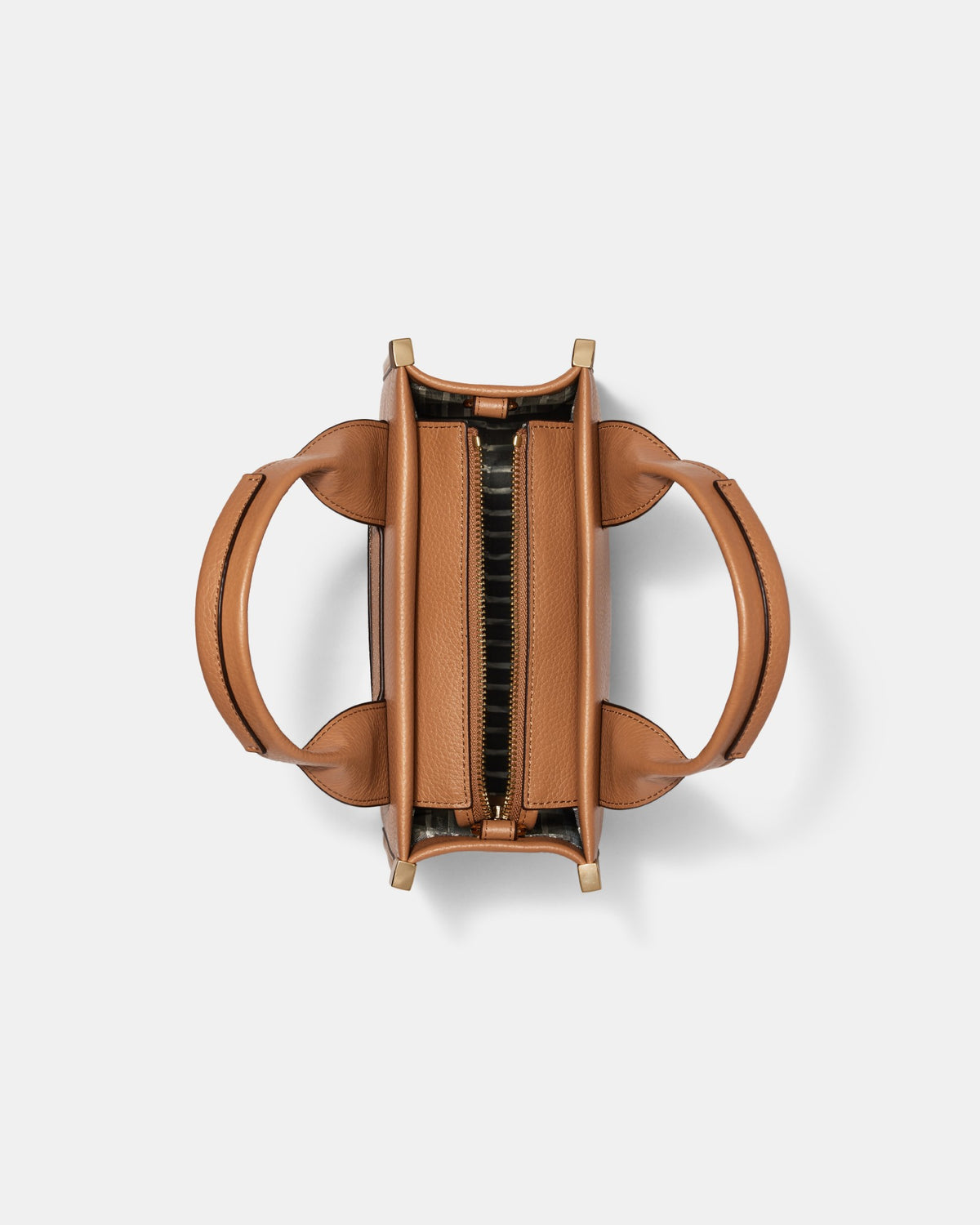 Patch Leather Mini Tote Bag - Caramel