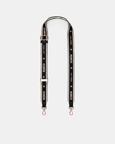 Mim 96 Webbing Bag Strap - Black Rose Gold