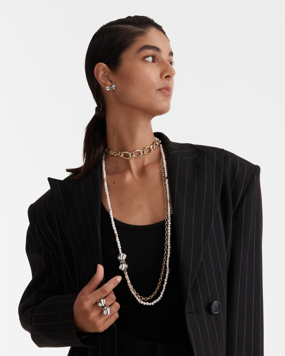 Revival Long Necklace - Black White