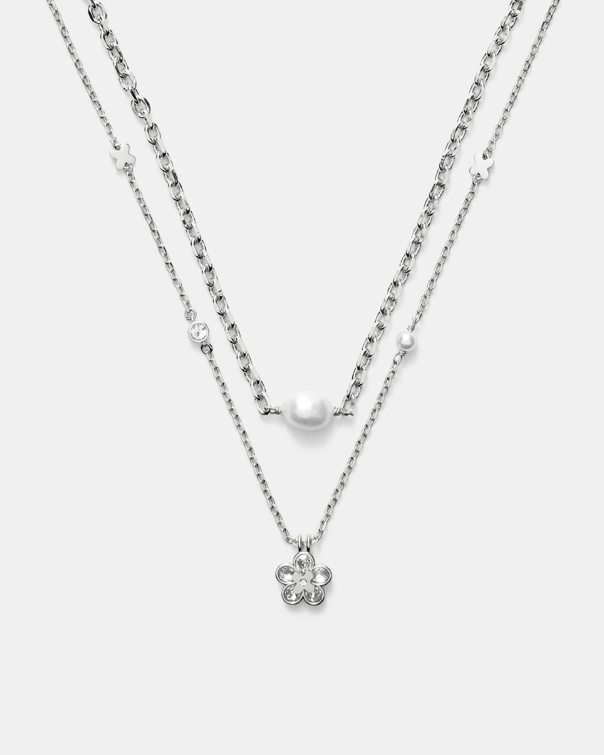 Fleur Duo Necklace - Silver