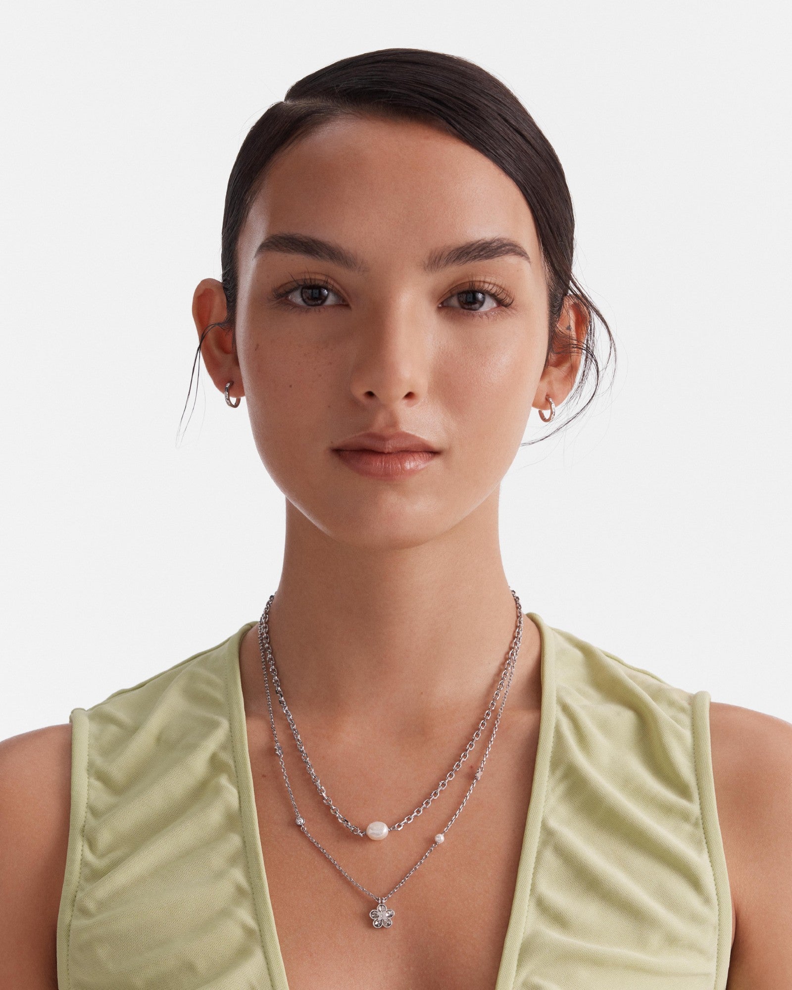 Fleur Duo Necklace - Silver