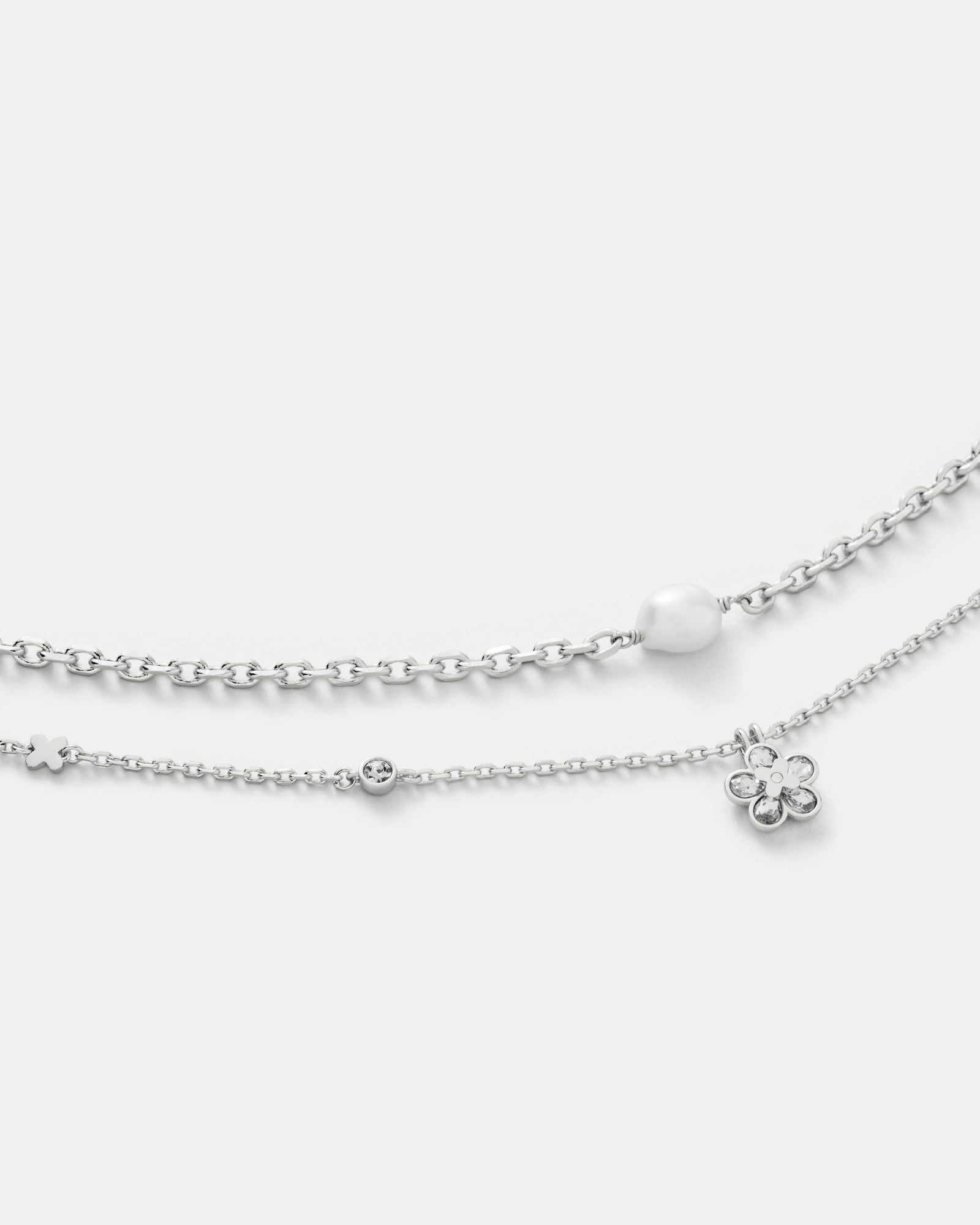 Fleur Duo Necklace - Silver