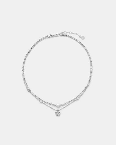 Fleur Duo Necklace - Silver