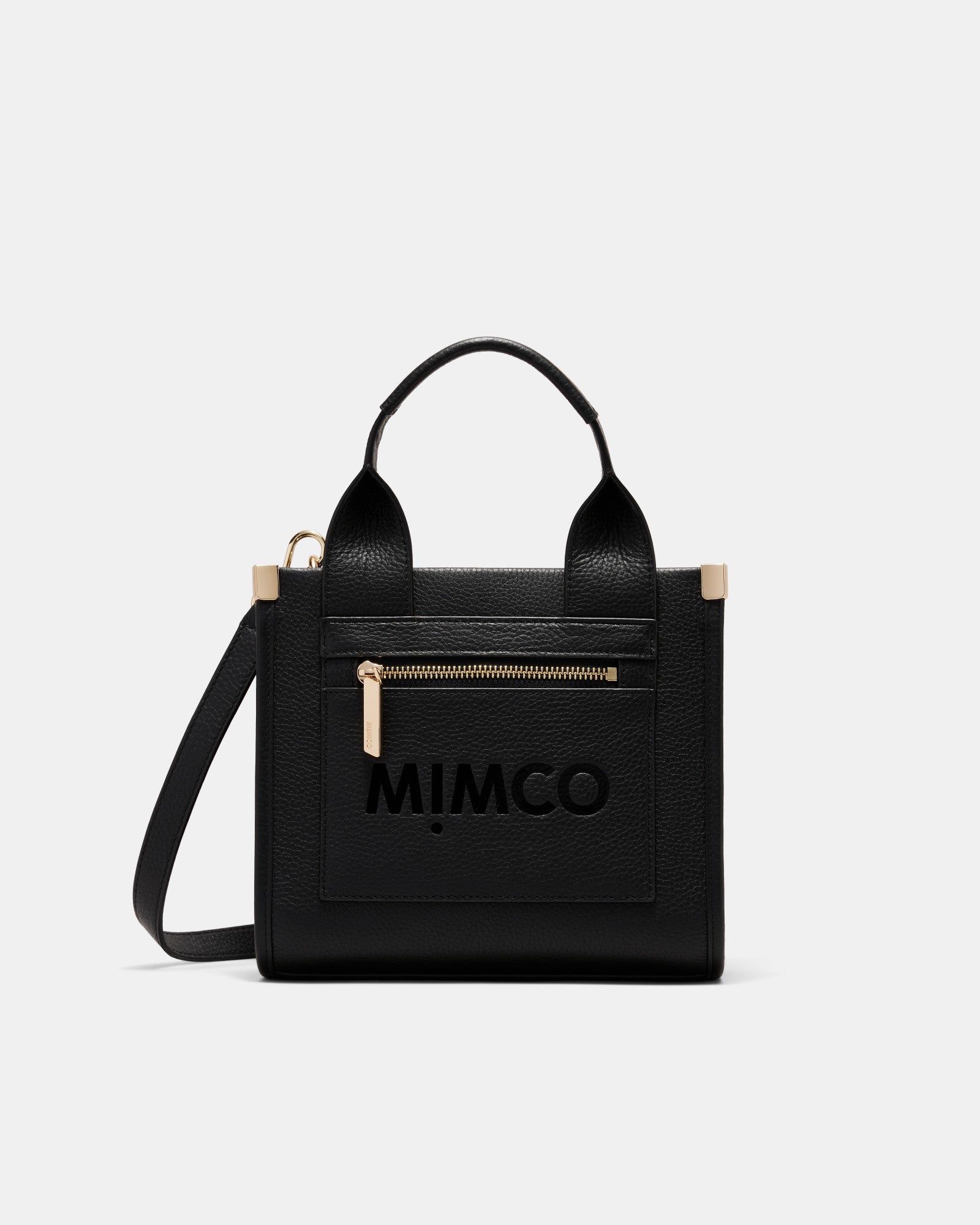 Patch Leather Mini Tote Bag - Black Light Gold